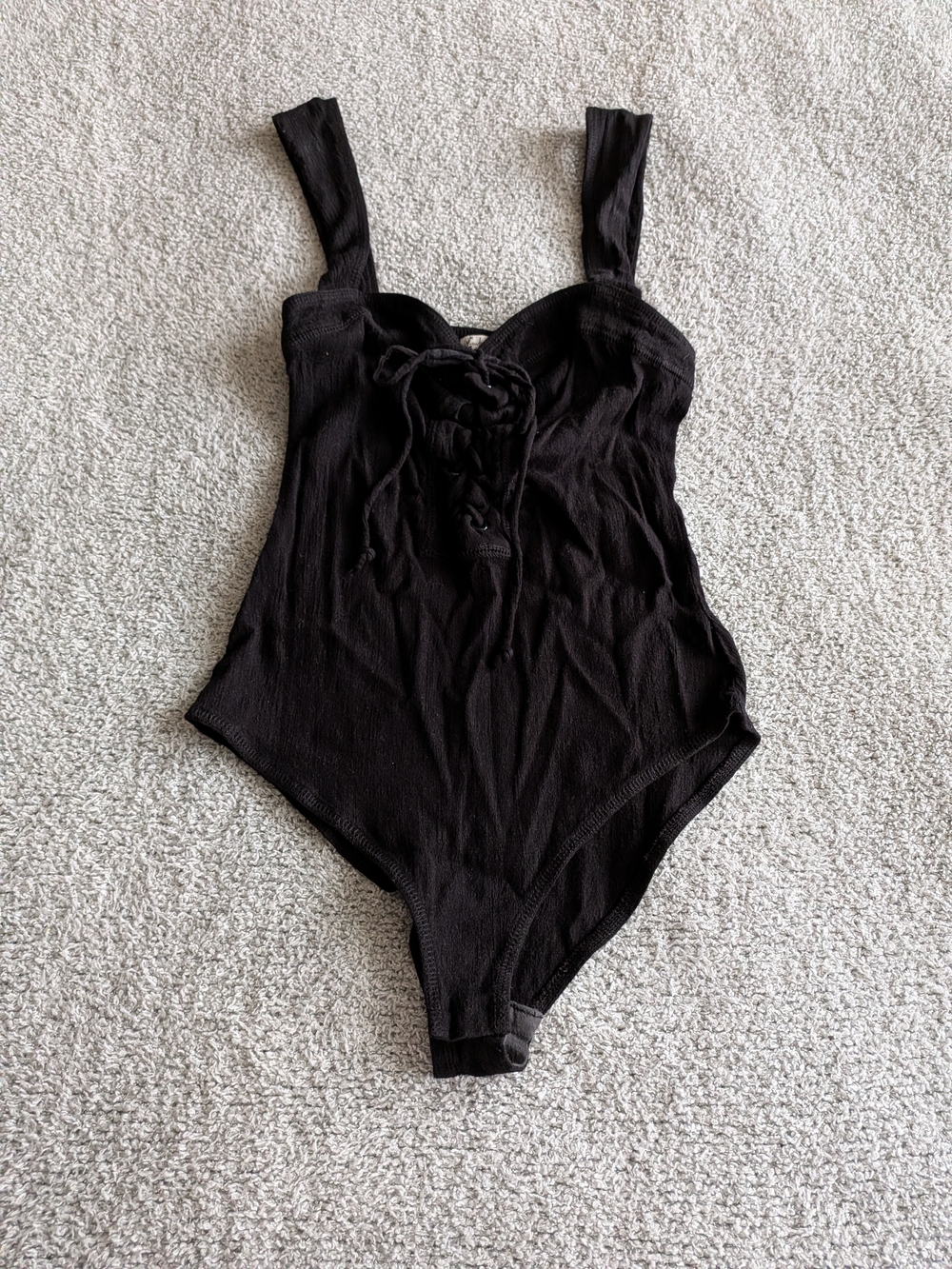 🌼B2G1 3/$20🌼 Free People Black Lace-Up Ribbed Bodysuit
